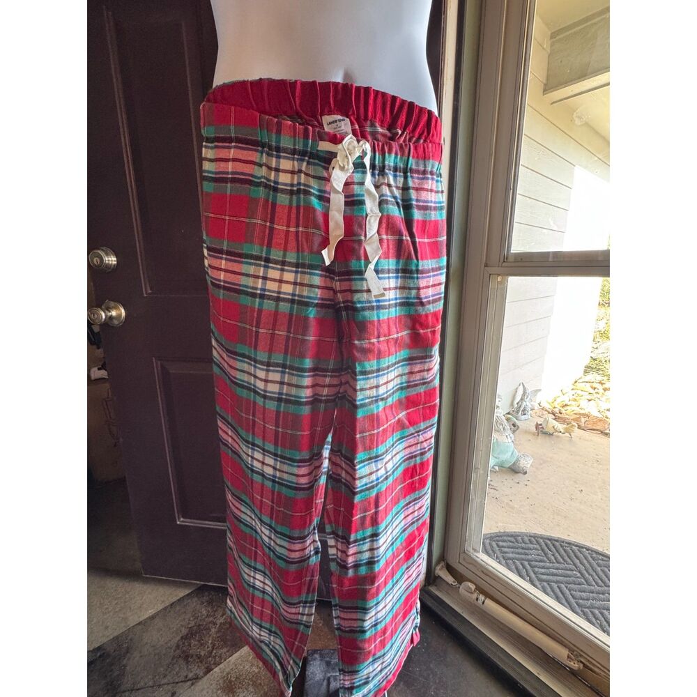 Lands’ End Women’s NWOT 1X 16W-18W Red Plaid Flannel Pajama Pants 100% Cotton